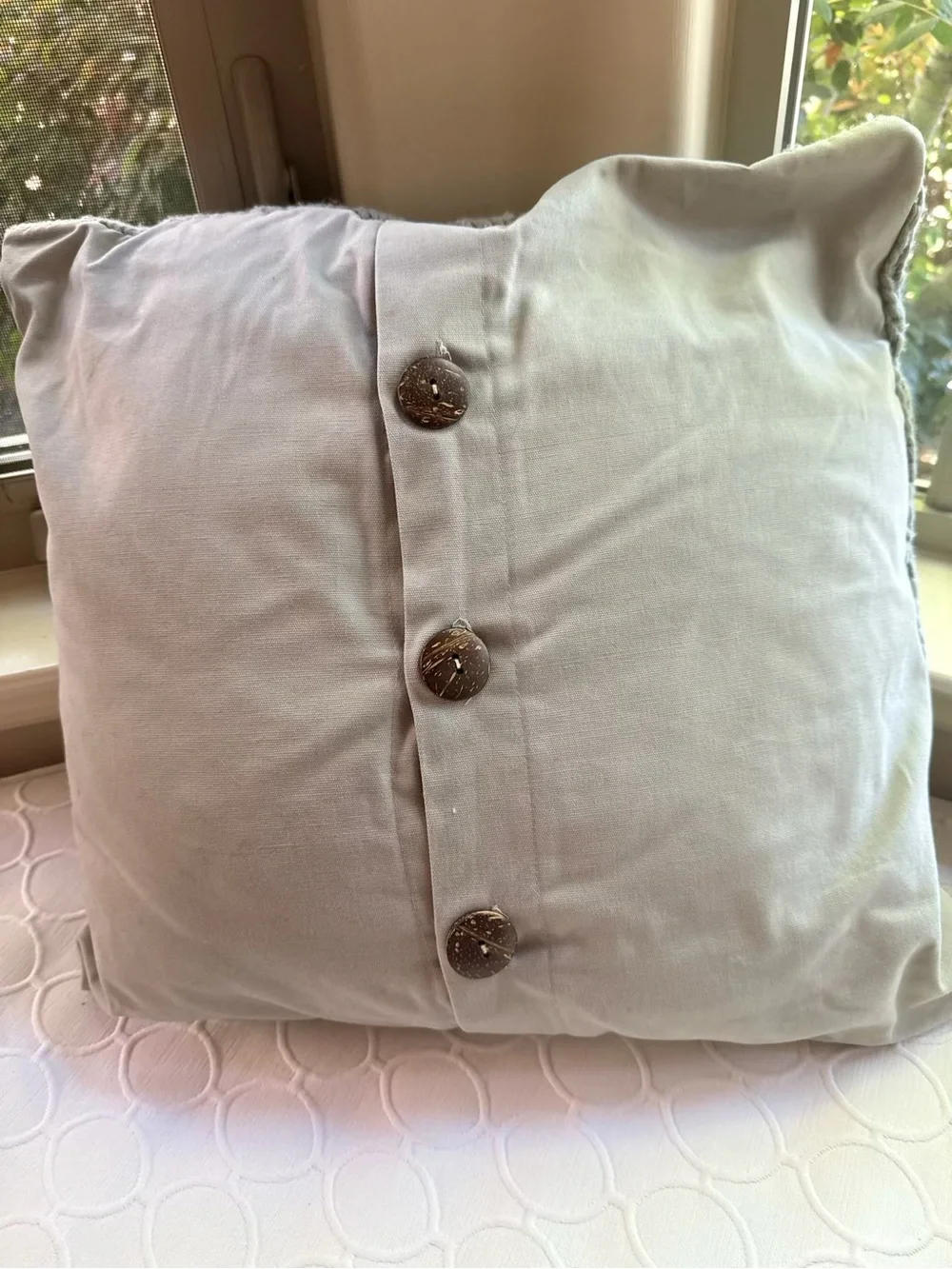 West Elm Light Gray Chunky Knit Cable Throw Pillow
